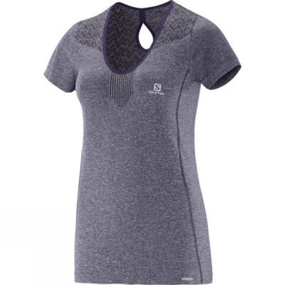 Tee Salomon Elevate Manga Corta Seamless Mujer Gris - Chile IBJ780219
